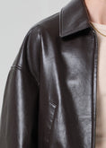Load image into Gallery viewer, BUBBLE HEM LEATHER BOMBER JACKET