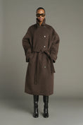 Load image into Gallery viewer, JULES LOW-BELTED BRUSHED WOOL COAT
