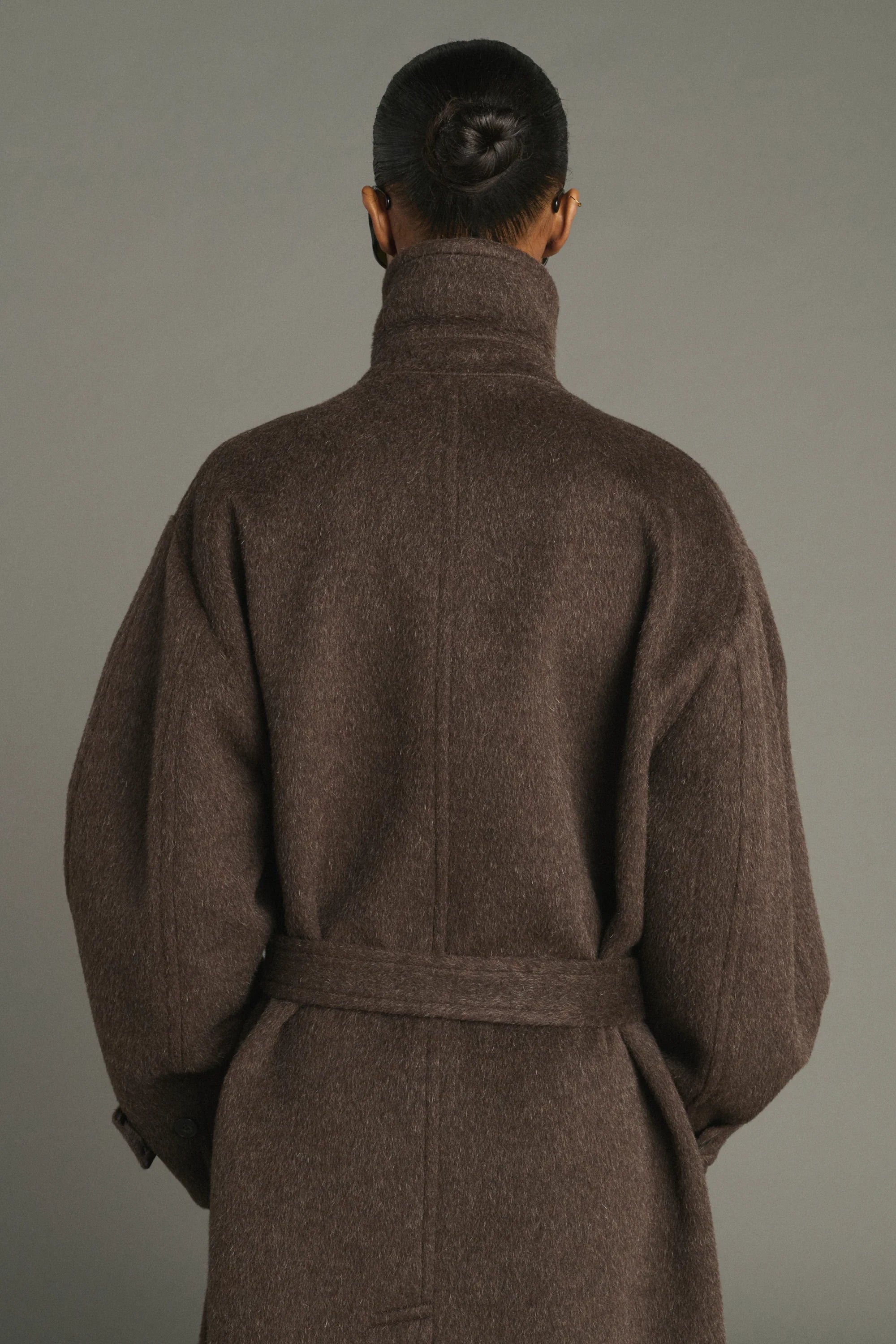 JULES LOW-BELTED BRUSHED WOOL COAT