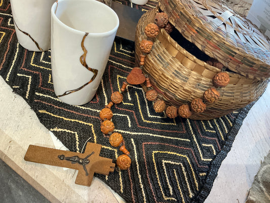 EARLY 20TH CENTURY FRENCH WOODEN ROSARY