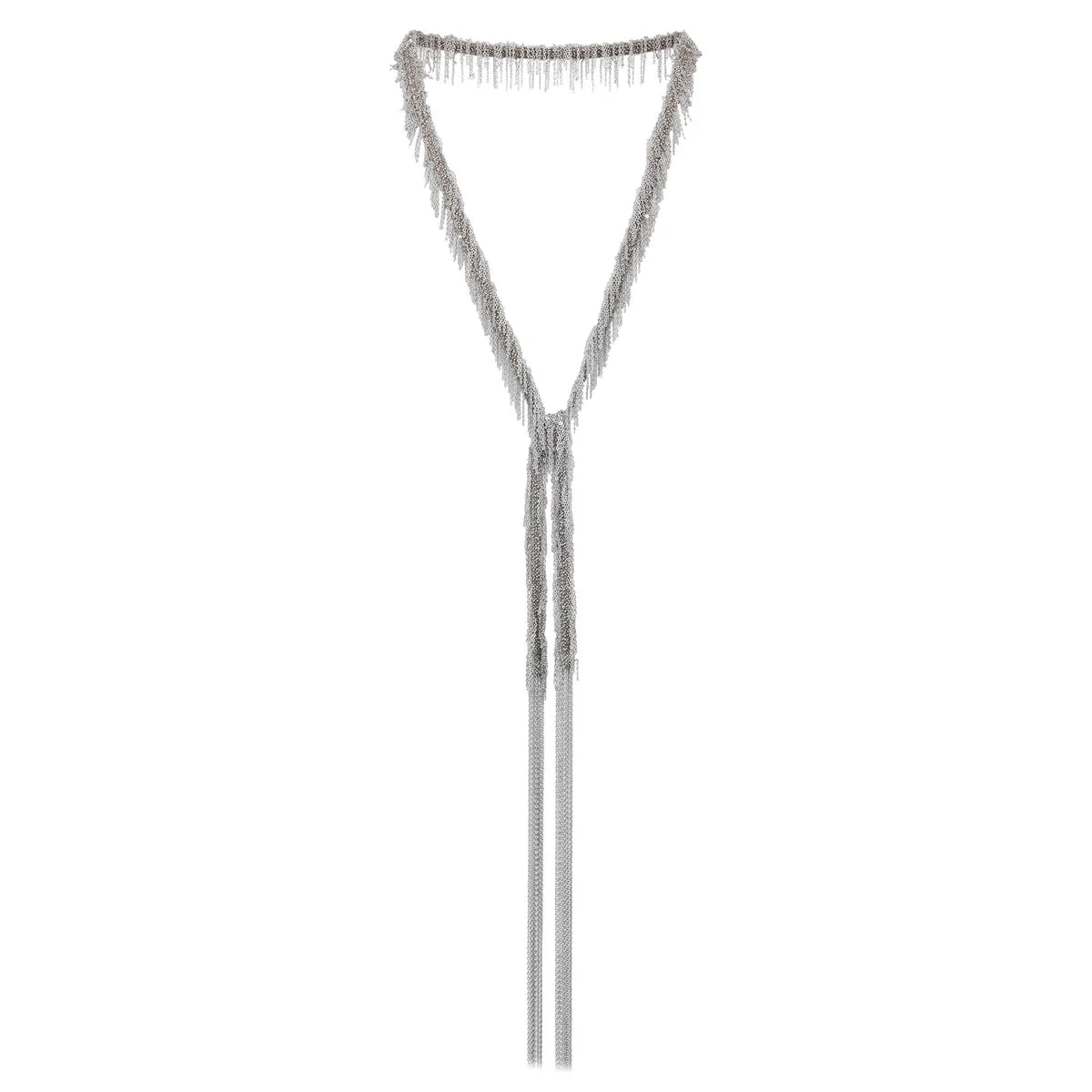 1C003 MULTI TWIST LARIAT WHITE BRONZE LONG NECKLACE