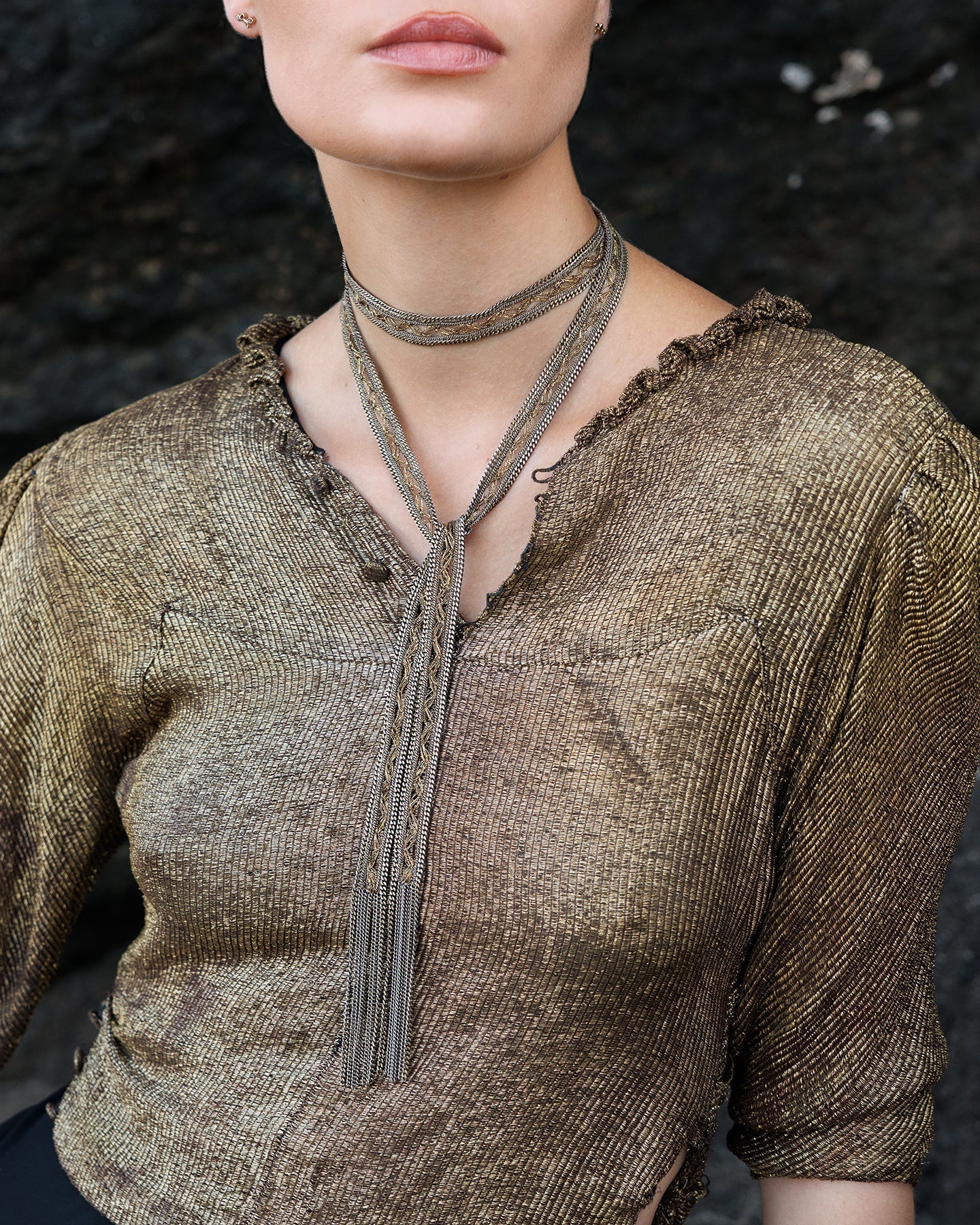 1M008 GOLD LARIAT NECKLACE