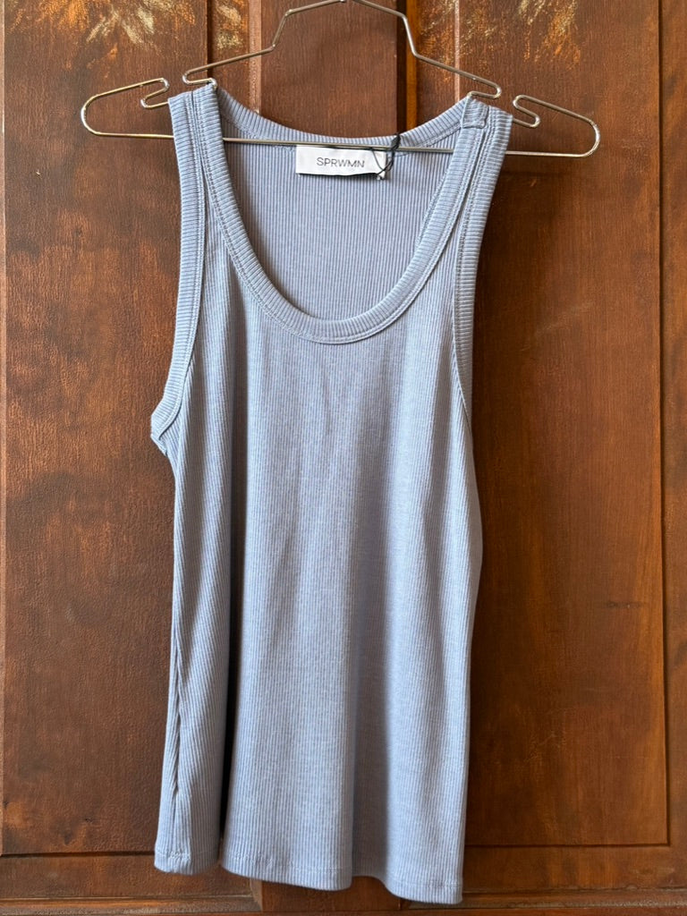 RIB FITTED SCOOP TANK STEEL BLUE