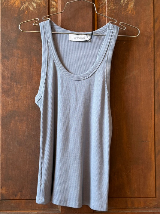 RIB FITTED SCOOP TANK STEEL BLUE
