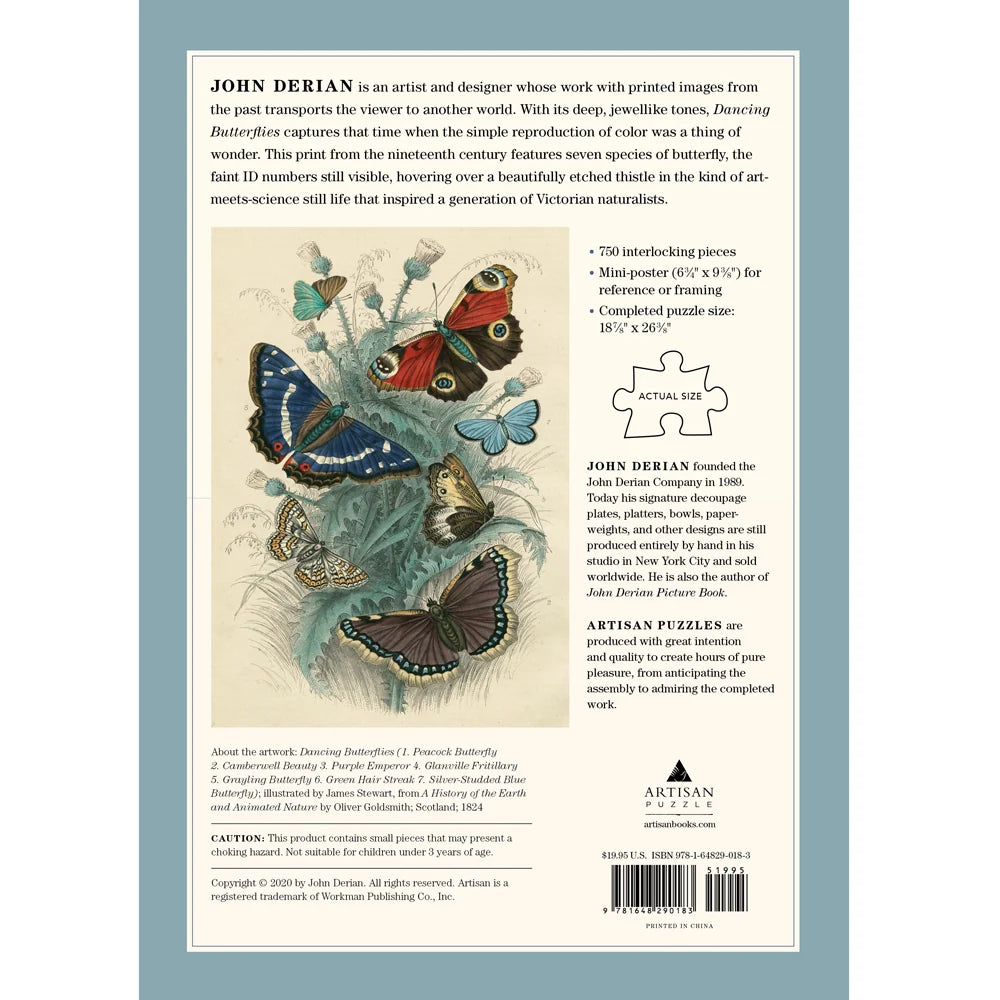 JOHN DERIAN DANCING BUTTERFLIES 750 PIECE PUZZLE