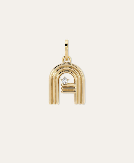 INITIAL HINGED CHARM-14K LETTER A