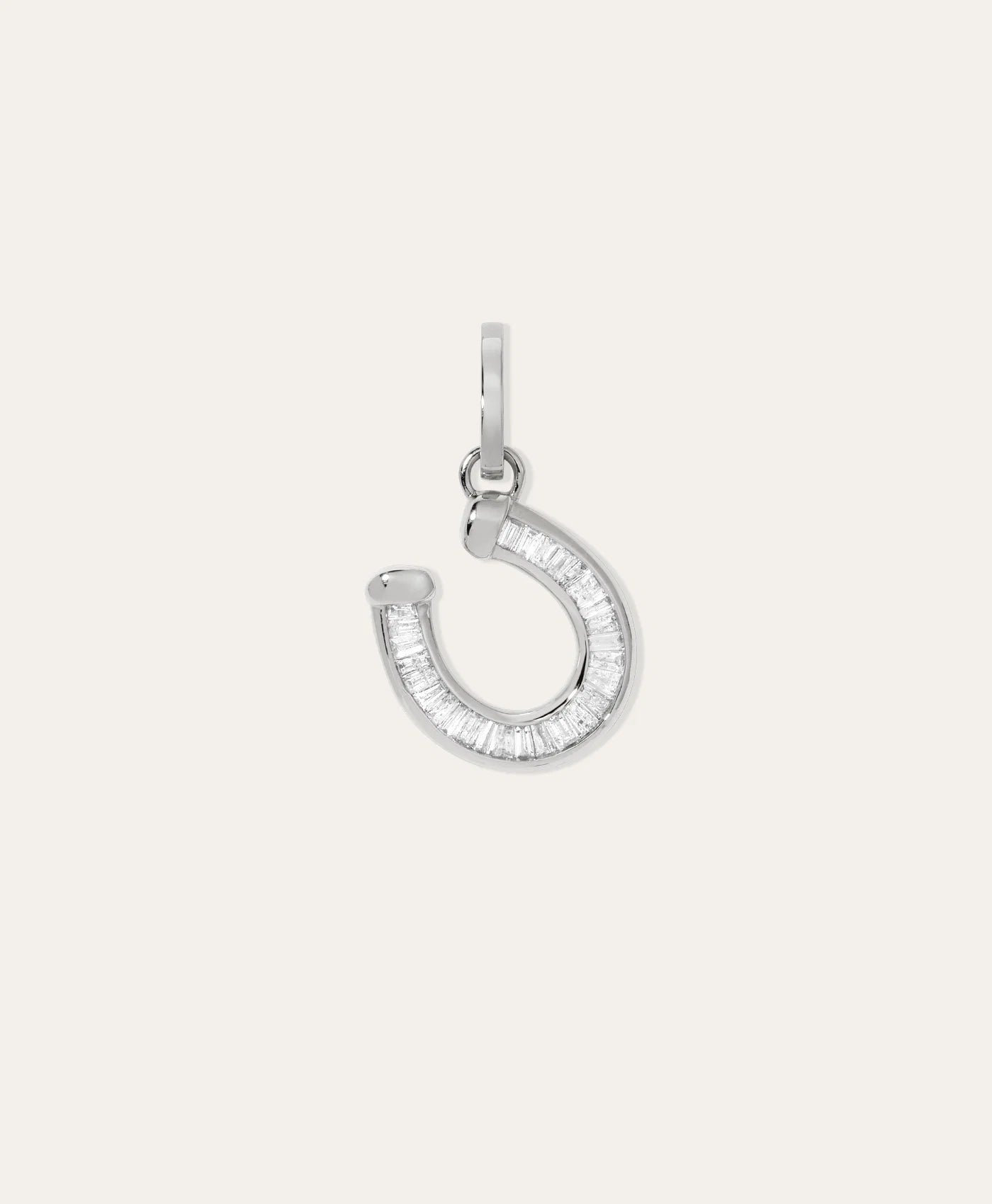 BAGUETTE HORSESHOE HINGED CHARM - SILVER