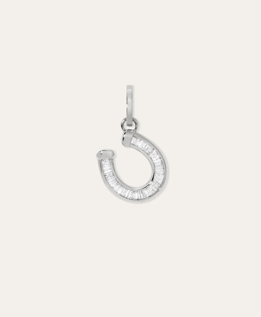 BAGUETTE HORSESHOE HINGED CHARM - SILVER