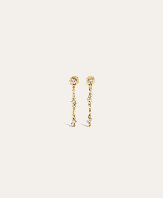 DIAMOND PEAR CHAIN DROP EARRINGS - 14K YELLOW GOLD