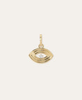 Load image into Gallery viewer, GROOVY DIAMOND EVIL EYE HINGED CHARM - 14K YELLOW GOLD
