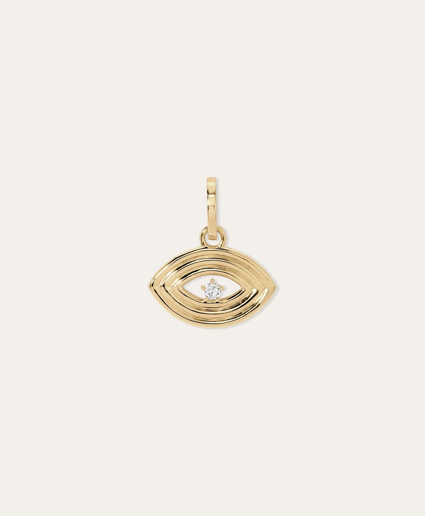 GROOVY DIAMOND EVIL EYE HINGED CHARM - 14K YELLOW GOLD