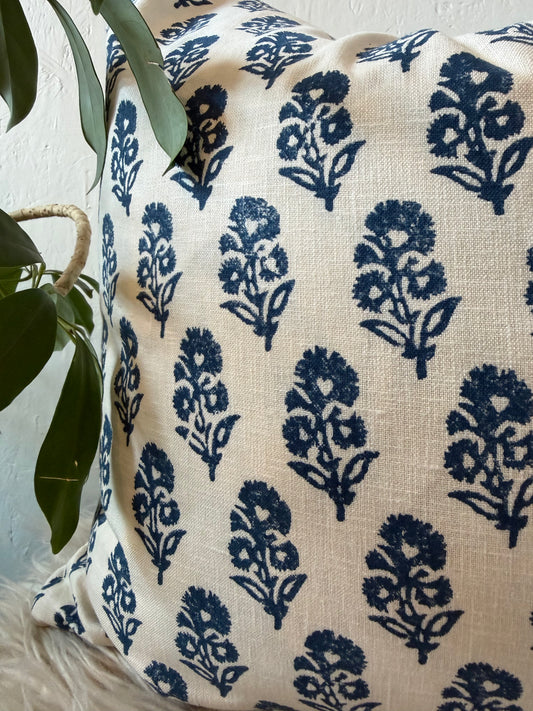 BLUE BLOCK PRINT PILLOW