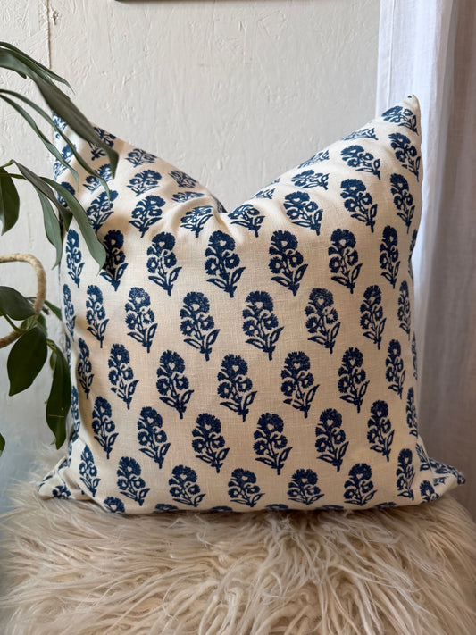 BLUE BLOCK PRINT PILLOW