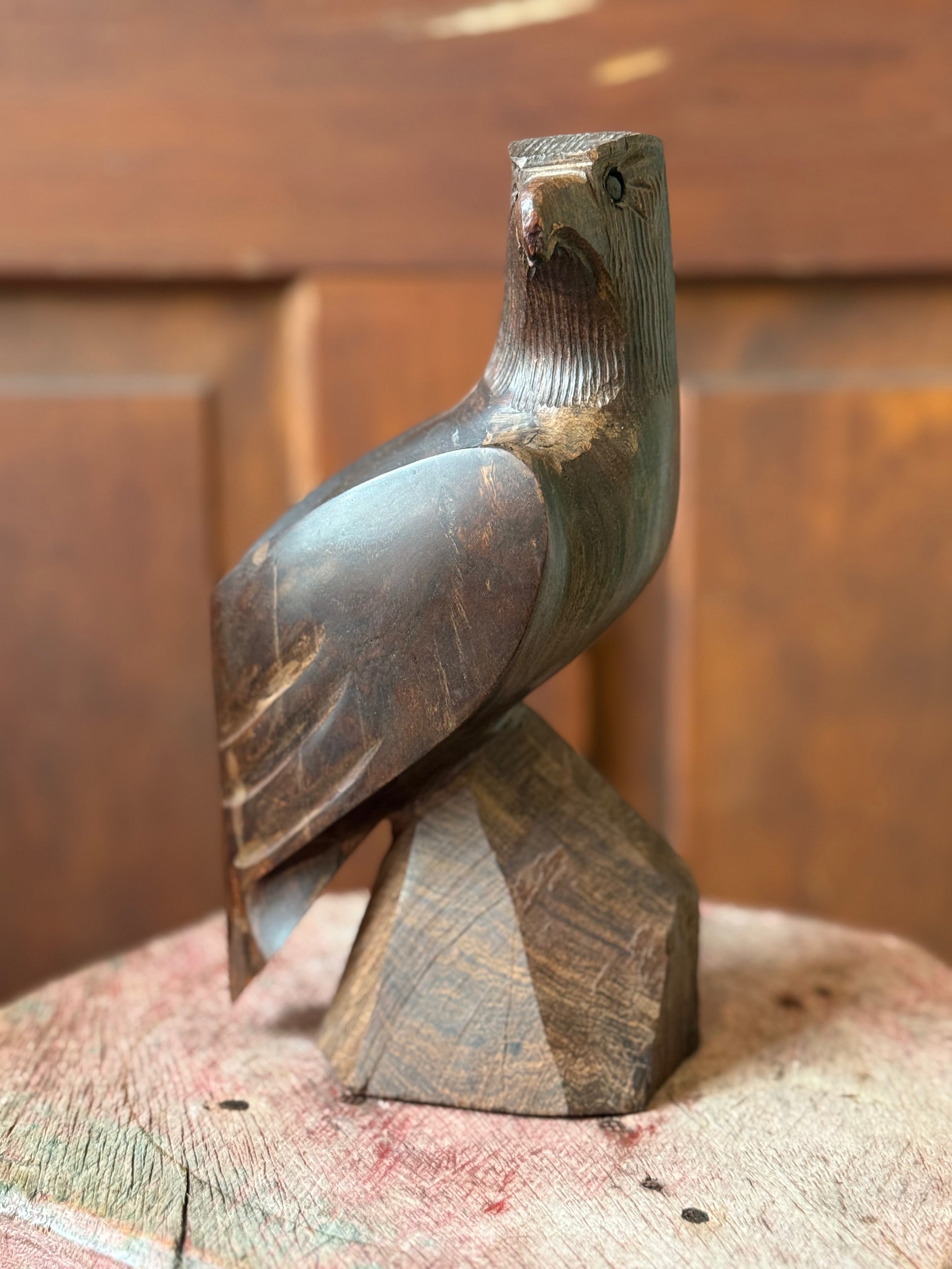 CARVED WALNUT BIRD