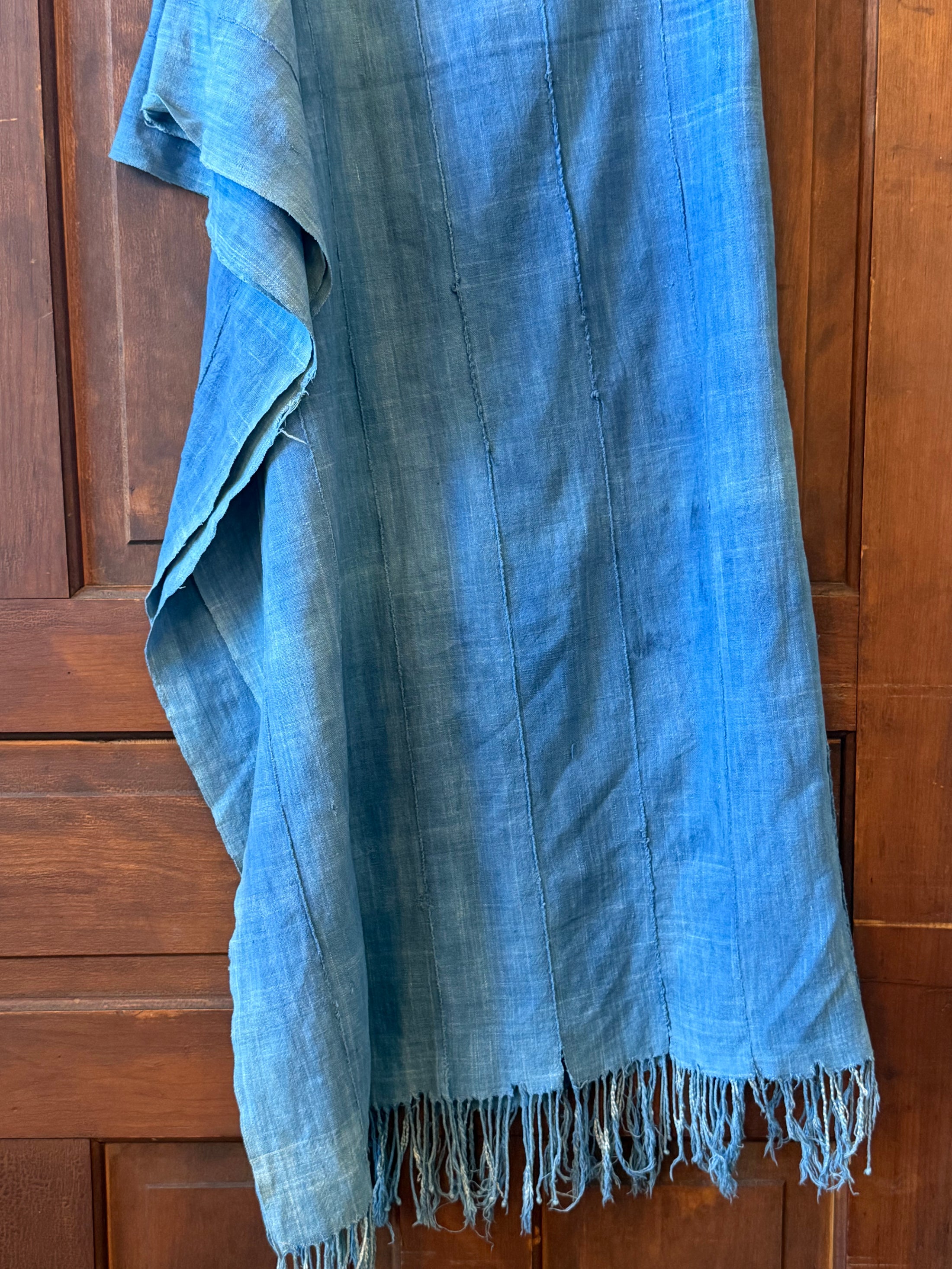 AFRICAN INDIGO THROW BLANKET FRINGE VINTAGE