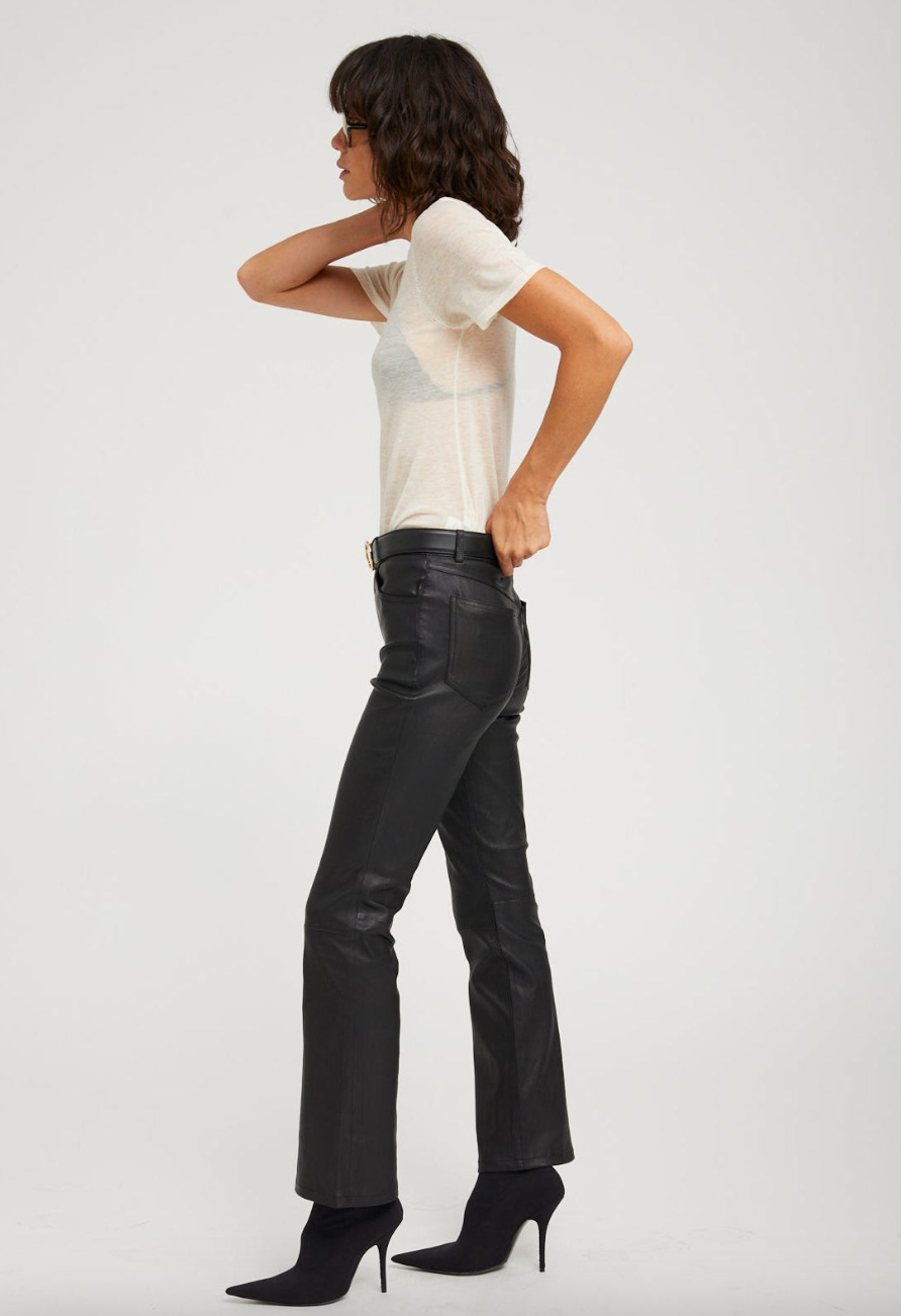 5 POCKET LEATHER ANKLE FLARE