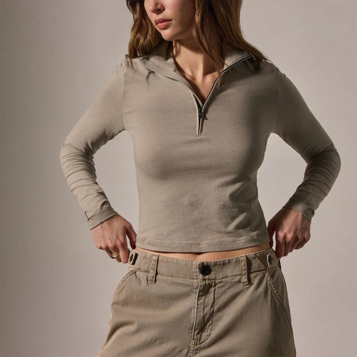 CROPPED LONG SLEEVE HALF ZIP