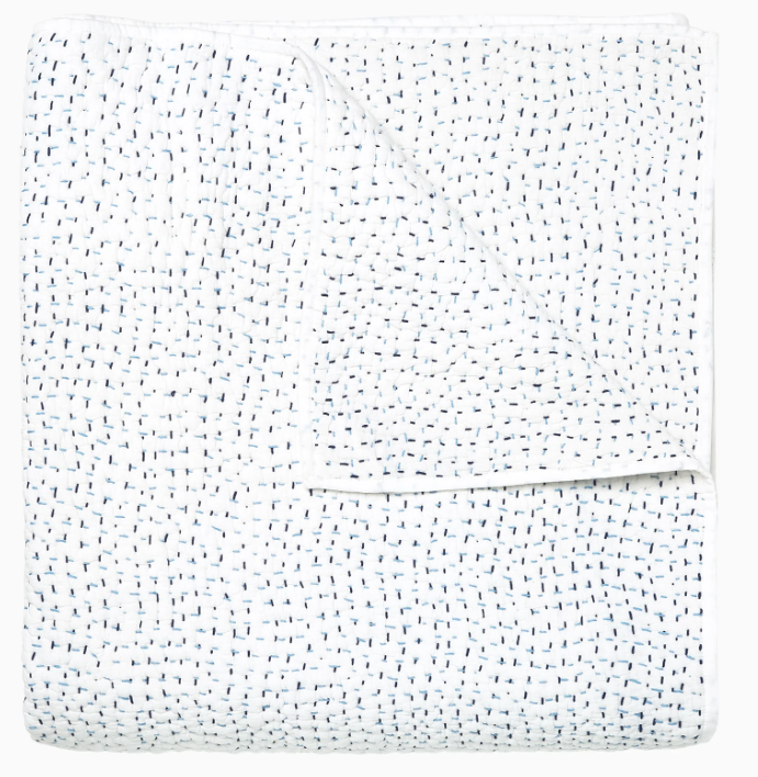 ORGANIC HAND STITCHED LIGHT INDIGO QUILT TWIN