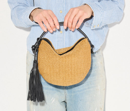 ELIS MINI CRECENT BAG IN BISCUIT RAFFIA
