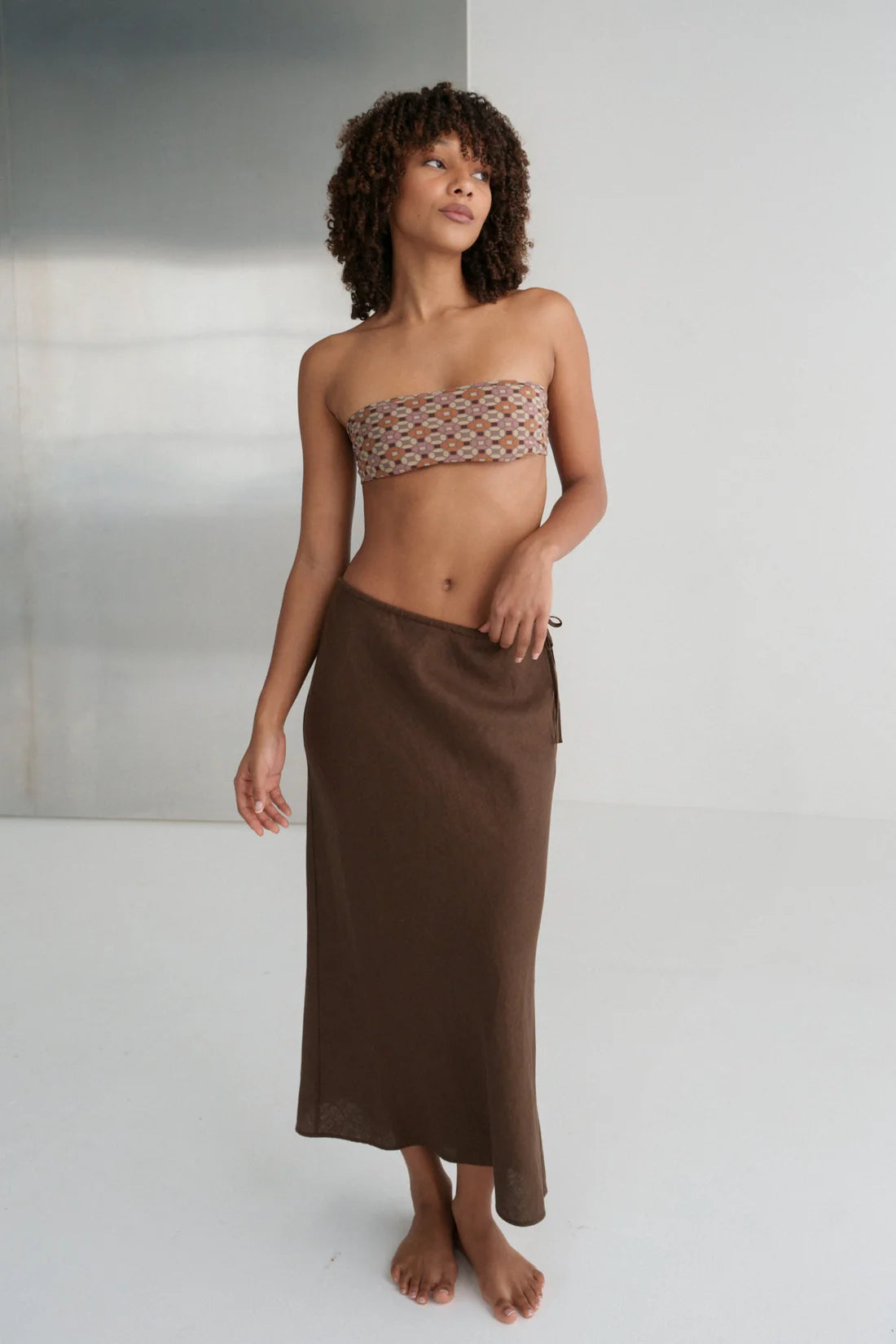 RILEY BIAS LINEN SKIRT