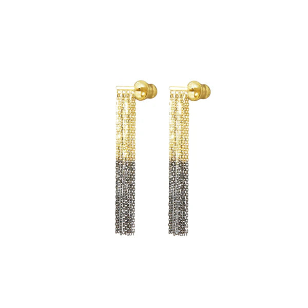 SILVER 925 EARRINGS BICOLORE GOLD
